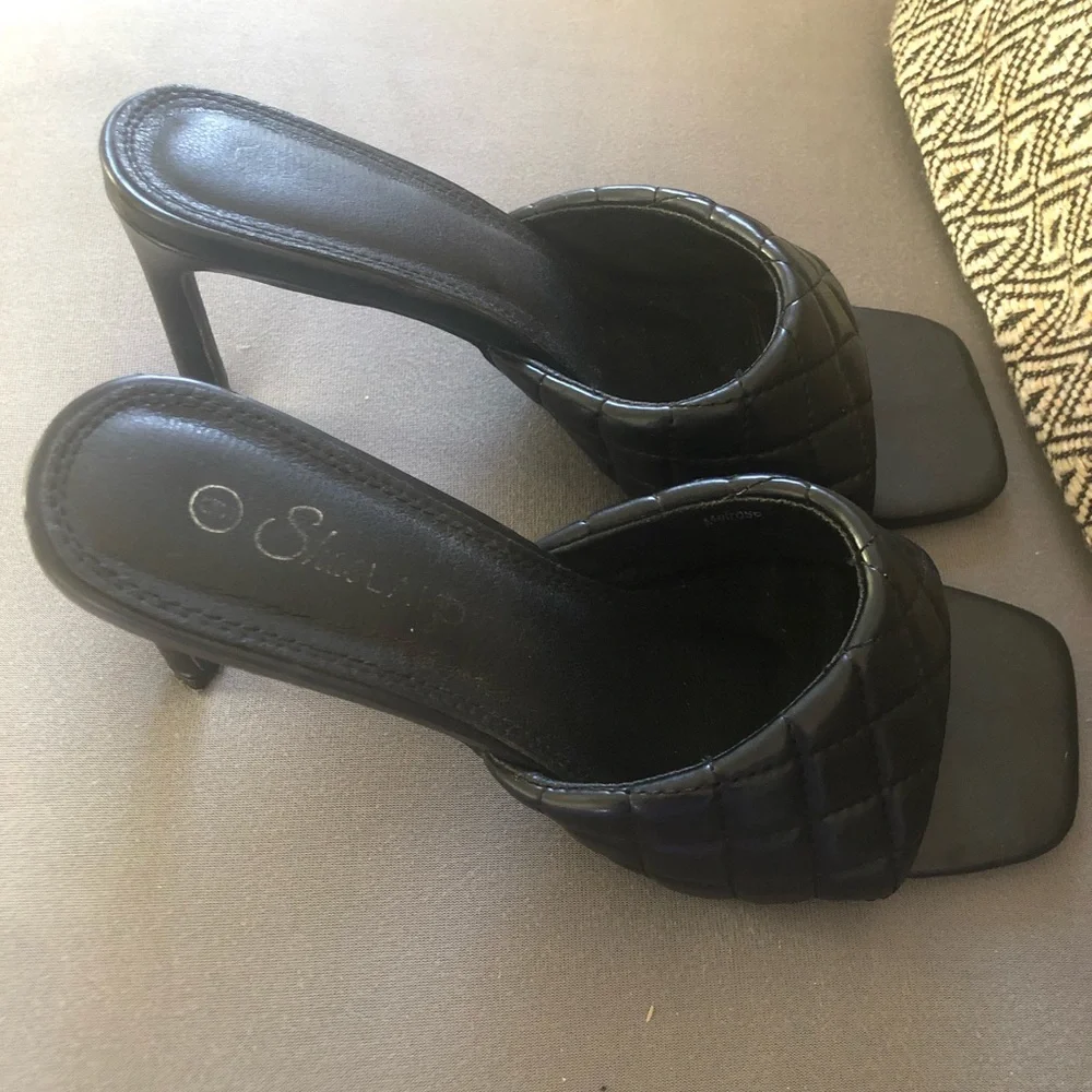 Shoe land women sz 9 heel sandals black square toe - Picture 5 of 5